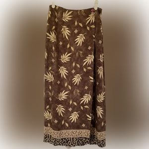 Floral Leaf Women’s Wrap Maxi Skirt - Size Small